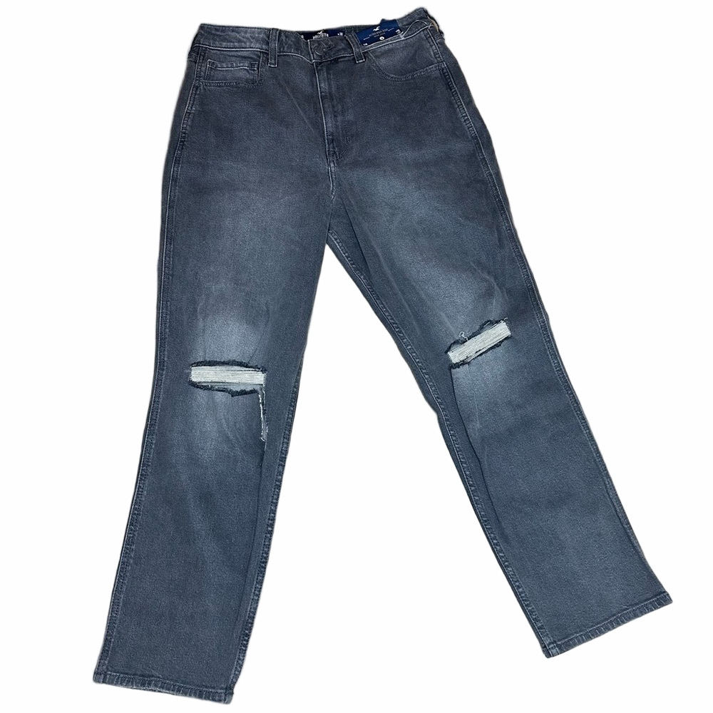 NWT Hollister Ultra High Rise Distressed Gray Mom Jeans Size 11